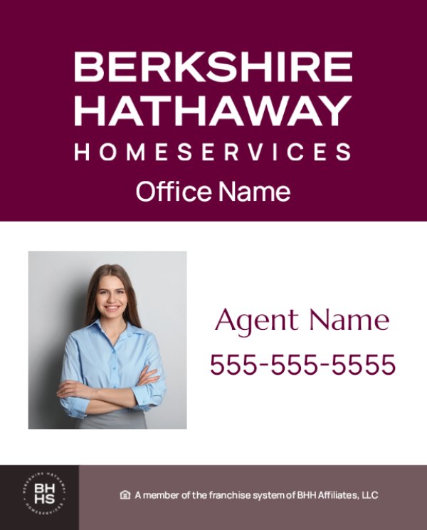 Picture of DBA, Office Number, Agent Name, Agent Phone #, and Agent Photo - White Back - 30" x 24"