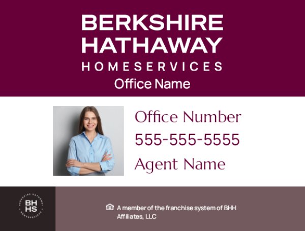 Picture of DBA, Office Number, Agent Name, and Agent Photo -  White Background - 18" x 24"