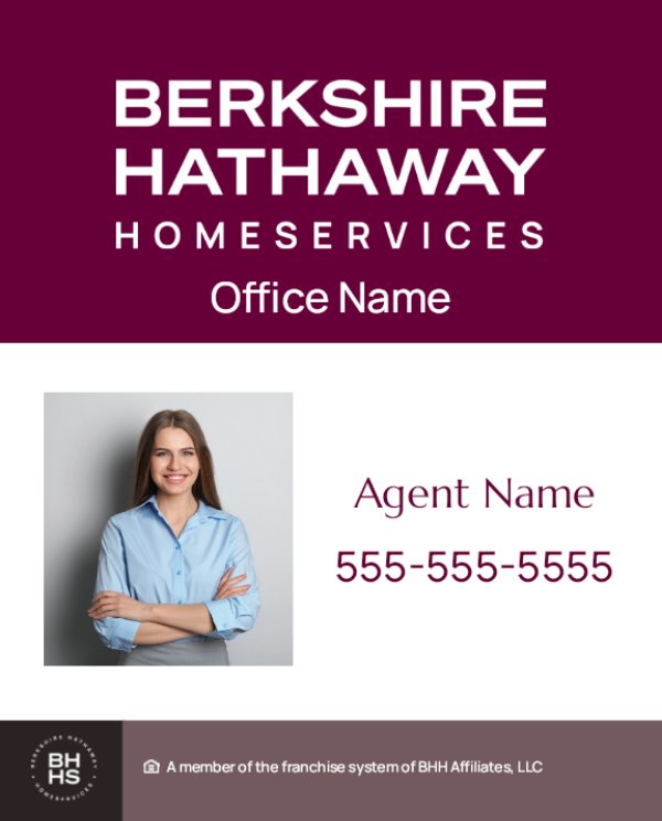 Picture of DBA, Office Number, Agent Name, and Agent Photo -  White Background - 30" x 24"