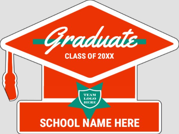 Picture of Graduation Cap Text Shaped  17" x 22" Yard Sign