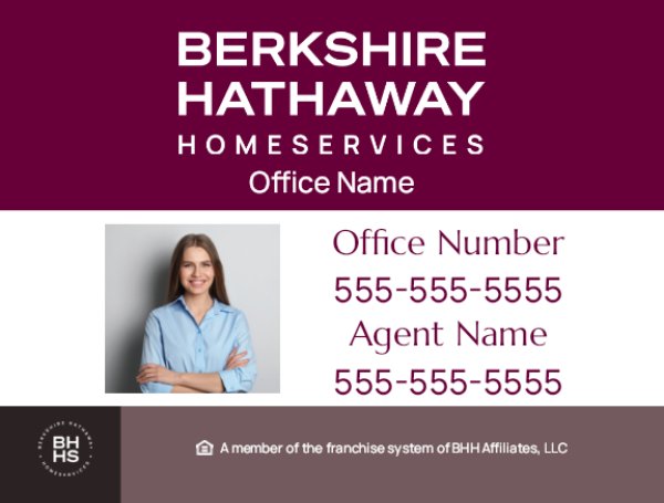 Picture of DBA, Office Number, Agent Name, Agent Phone #, and Agent Photo - White Back - 18" x 24"