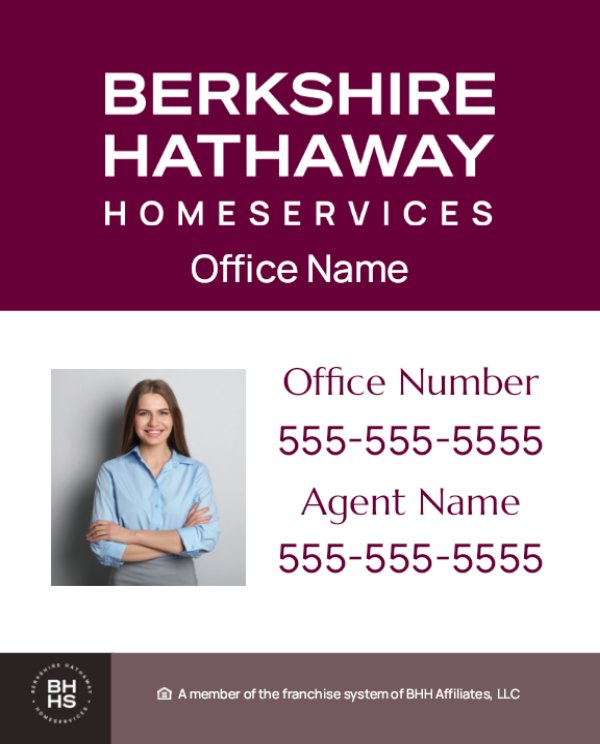 Picture of Extended DBA, Office Number, Agent Name, Agent Phone #, and Agent Photo - White Background - 30" x 24"