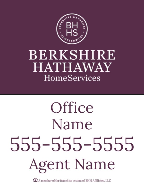 Picture of DBA, Office Number, and Agent Name - White Background - 24" x 18"