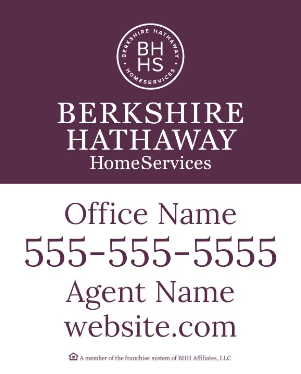Picture of DBA, Office Number, Agent Name, and Website - White Background - 30" x 24"