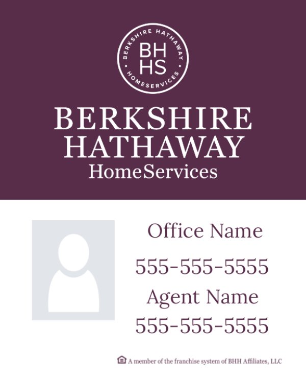 Picture of DBA, Office Number, Agent Name, Agent Phone #, and Agent Photo - White Back - 30" x 24"